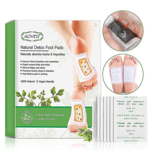 1box 10pcs Detox Foot Patches Pads Body Toxins Feet Slimming Cleansing Herbal Adhesive on Productcaster.