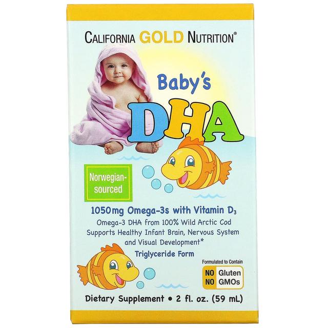 California Gold Nutrition, Baby's DHA, Omega-3s with Vitamin D3, 1,050 mg, 2 fl oz (59 ml) on Productcaster.