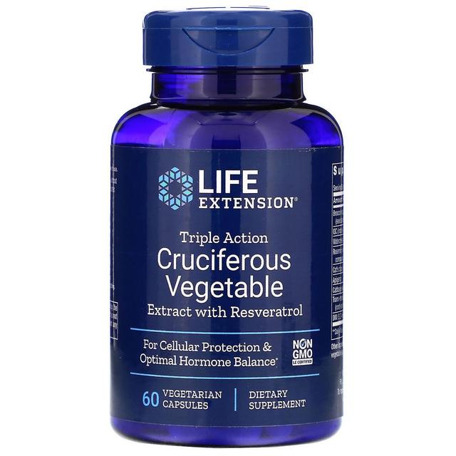 Life Extension Eliniän pidennys, kolminkertainen toiminta cruciferous kasvisuute resveratrolin kanssa, 60 on Productcaster.