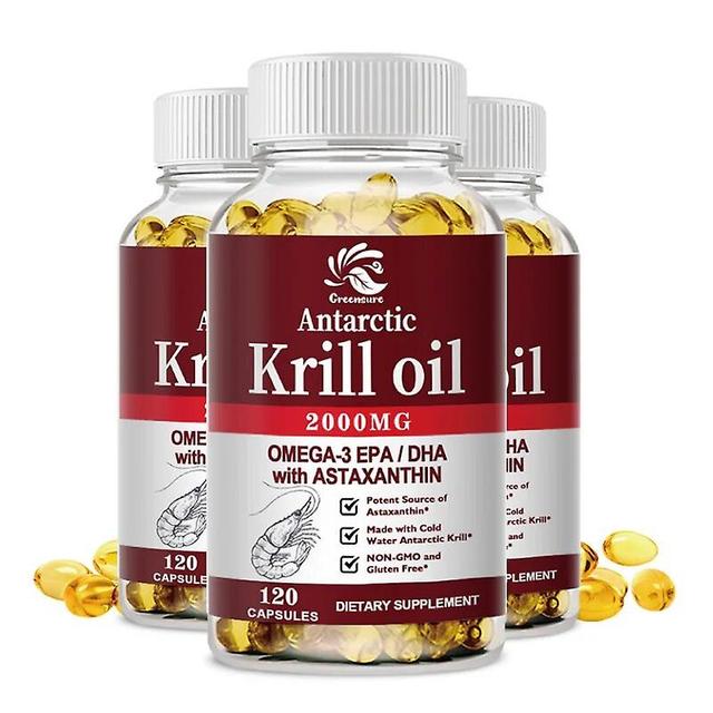 Visgaler Krillöl | 2000mg mit Astaxanthin, Omega 3, DHA, EPA und Phospholipiden | Kein Geruch, kein Fischgeschmack | 60/120 Kapsel 3 Flasche 120 pills on Productcaster.