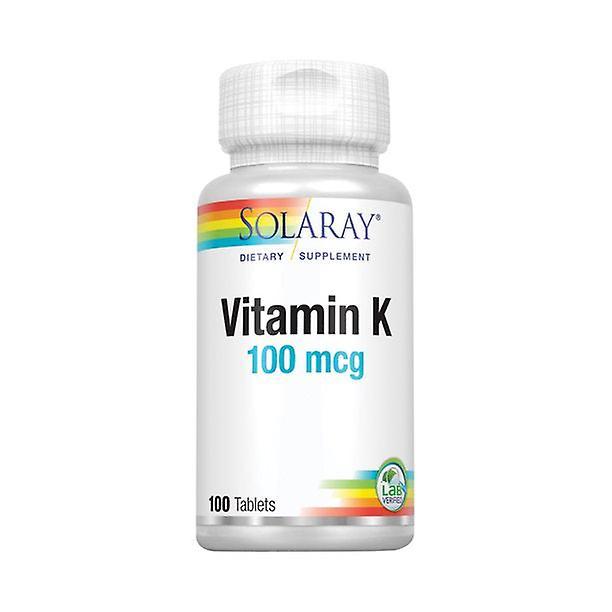 Solaray vitamin k-1 100mcg | healthy bone structure, blood clotting, protein synthesis support | non-gmo, vegan & lab verified 100 tablets on Productcaster.