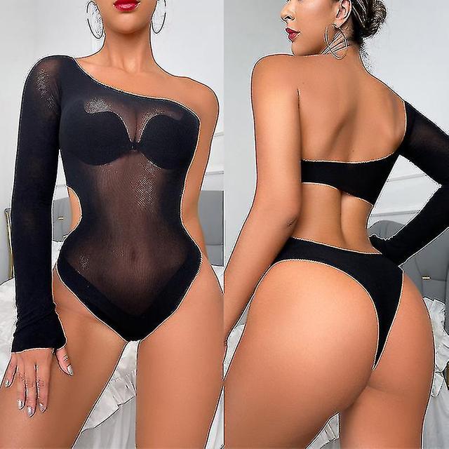 Kry Lencera ertica de un hombro para mujer, kroppen sexy de porno, Picardas, vestido de nailon, ropa interiør ntima, disfraces sexuales porno on Productcaster.