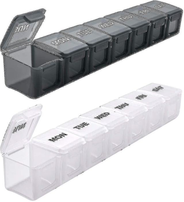 Extra Large Weekly Pill Organizer 2 Pcs, Pill Cases For Pills/vitamin/fish Oil/supplements (black And White) on Productcaster.