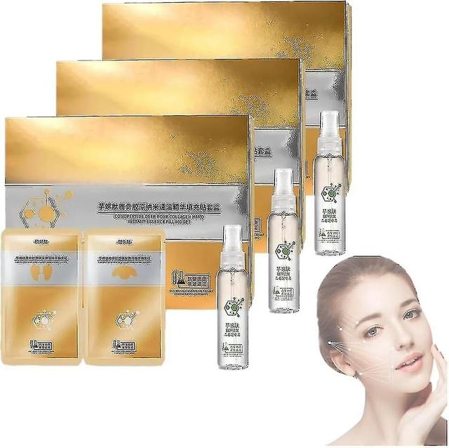 Spiral Peptide Deer Bone Collagen Essence Kit, Deep Bone Collagen Nano Instant Essence Filling Set For Reduce Fine Lines Anti-aging 3 Sets on Productcaster.