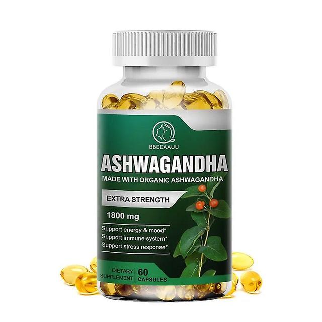 Eccpp Organic Health Food 1800mg Ayurvedic Ashwagandha Capsule Aide à Dormir Réduire L’anxiété Renforce l’Immunité Supplément Énergétique 60pcs on Productcaster.