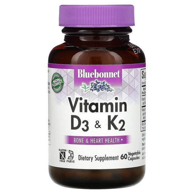 Bluebonnet Nutrition, D3- ja K2-vitamiini, 60 kasvikapselia on Productcaster.