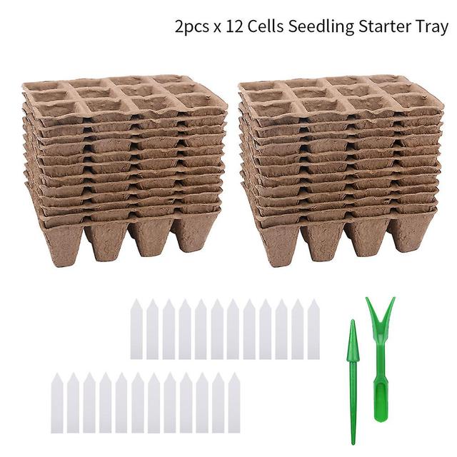 12 24 Cells Biodegradable Herb Grow With Plant Labels Seedling Starter on Productcaster.