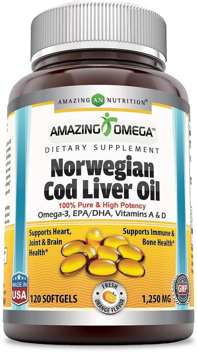 Amazing Nutrition Amazing omega norwegian cod liver oil 1250mg (fresh orange) on Productcaster.