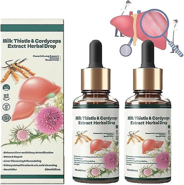 Milk Thistle Cordyceps Sinensis Drops, Powerful Liver Support Liver Detox Liver Care Repair, Herbal Supplements Diecai 2pcs on Productcaster.