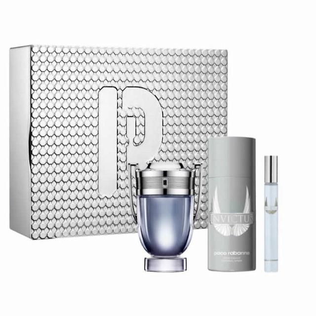 Paco Rabanne Invictus Eau De Toilette Spray 100ml Set 3 items 3ml on Productcaster.