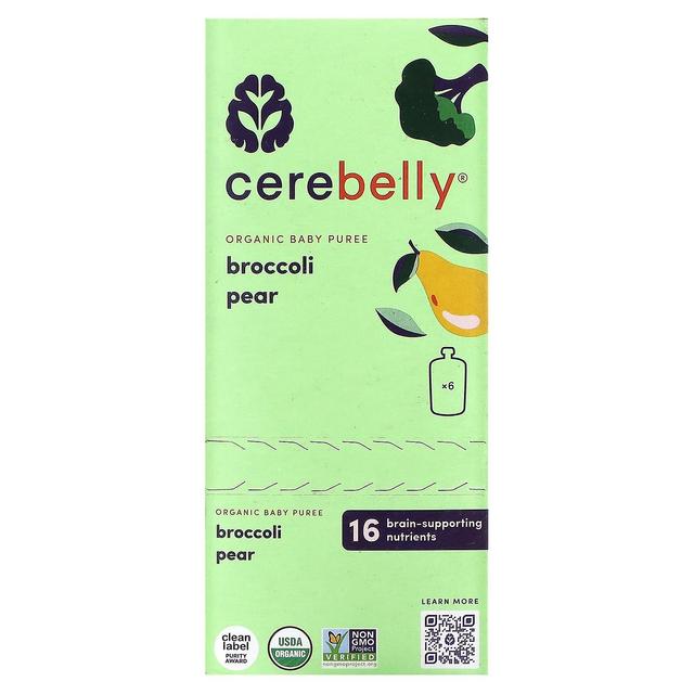 Cerebelly, Organic Baby Puree, Broccoli Pear, 6 Pouches, 4 oz (113 g) Each on Productcaster.