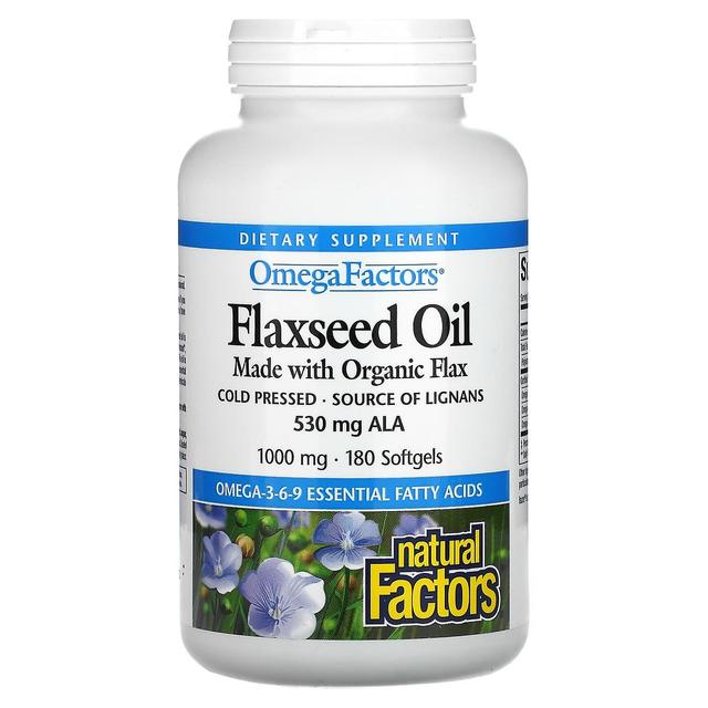 Natural Factors, OmegaFactors, Flaxseed Oil, 1,000 mg , 180 Softgels on Productcaster.