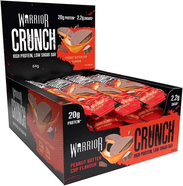 Warrior Crunch Bars Spiergroei Laag Suikergehalte Eiwitrijke Pindakaas 12 x 64g on Productcaster.