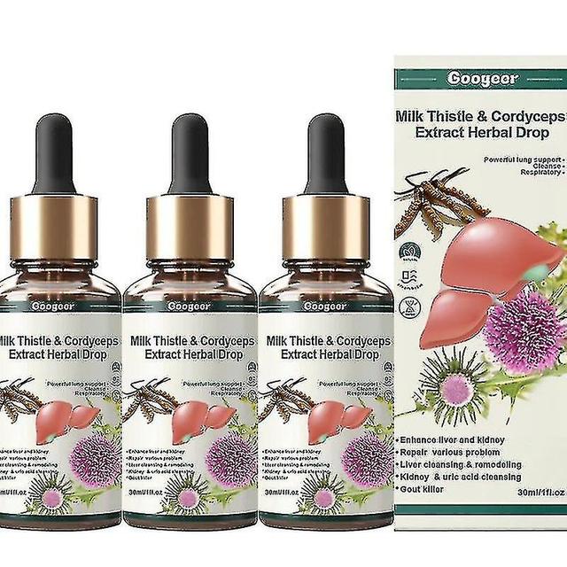 3pcs Milk Thistle & Cordyceps Liquid Drops, Liver Support For Liver And Kidney Cleanse Detox & Repair, Herbal Extract on Productcaster.