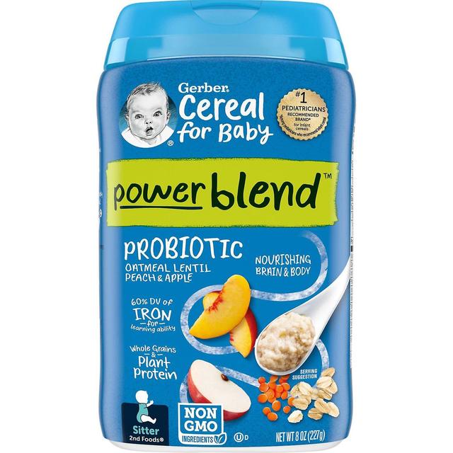 Gerber, Cereal for Baby, Powerblend, Probiotic Oatmeal Lentil, 2nd Foods, Peach & Apple, 8 oz (227 g on Productcaster.