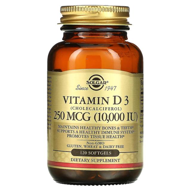 Solgar, Vitamin D3 (Cholecalciferol), 250 mcg (10,000 IU), 120 Softgels on Productcaster.