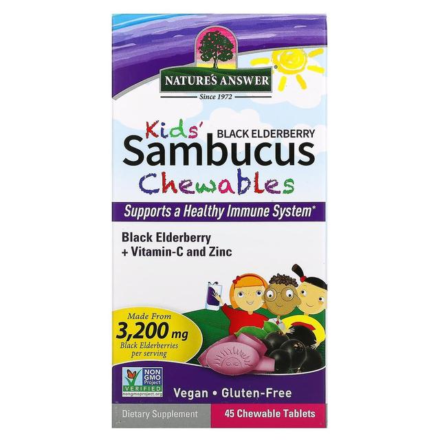 Nature's Answer Resposta da Natureza, Mastigáveis Sambucus Kid's, Sabugueiro Preto + Vitamina C e Zinco, 45 Comprimido Mastigável on Productcaster.