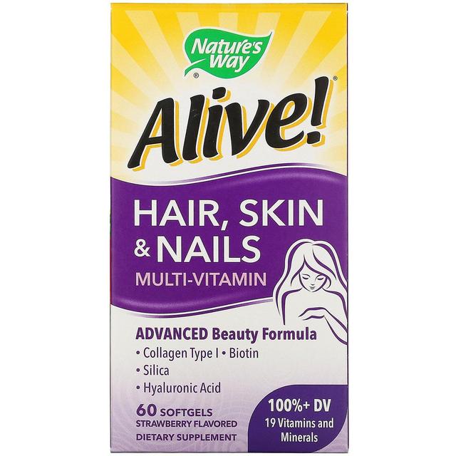 Nature's Way, Alive! Hair, Skin & Nails Multi-Vitamin, Strawberry Flavored, 60 S on Productcaster.