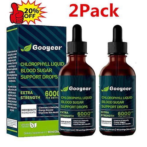 2PCS Googeer Chlorophyll Liquid Natural Detox and Blood Sugar Support Drops 59ml on Productcaster.