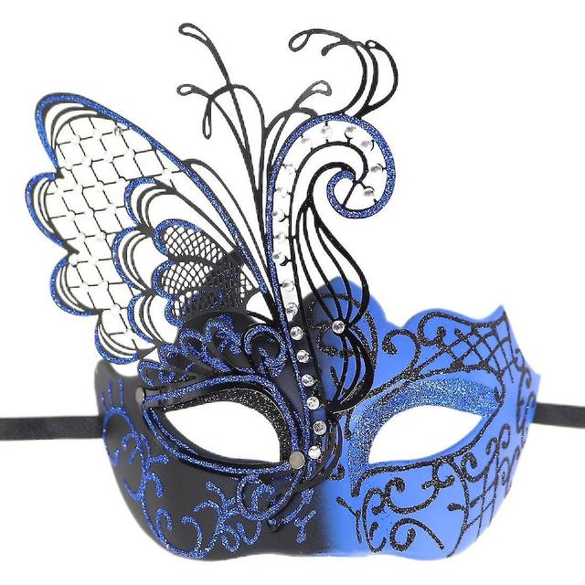 Masque papillon en fer forg en mtal avec strass (bleu) pour mascarade/mardi gras fte/costume sexy bal/mariage on Productcaster.