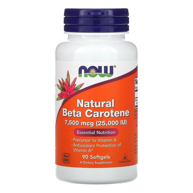 NOW Foods NU Fødevarer, Naturlig Beta Caroten, 7,500 mcg (25,000 IE), 90 Softgels on Productcaster.