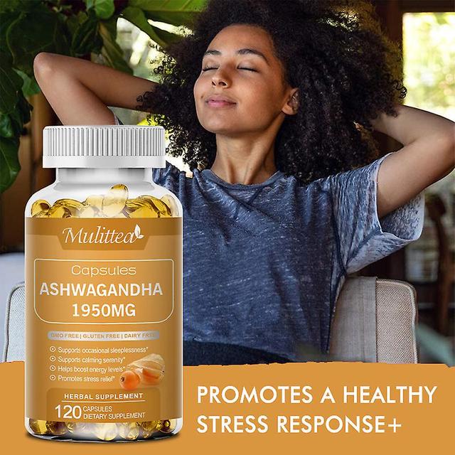 Visgaler Ashwagandha For Stress Relief Sleep Aid Support Mood Endurance Vitality Strength Health Herbal Natural Supplement Vegen 120pills on Productcaster.