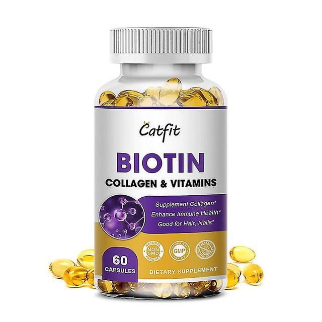 Guoguo Biotin Collagen Capsules For Hair Growth Multivitamin Diet Supplement Prevent Hair Loss Nails Skin Health For Women&men 60 pcs on Productcaster.