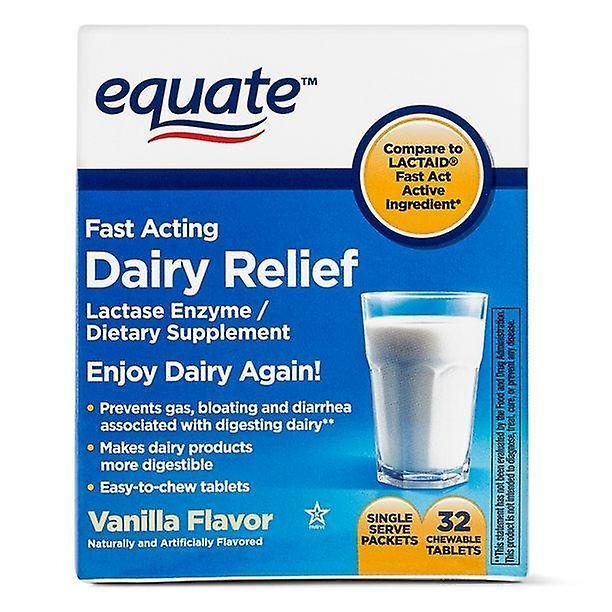 Equate fast acting dairy relief lactase enzyme vanilla chewable tablets, 32 count on Productcaster.