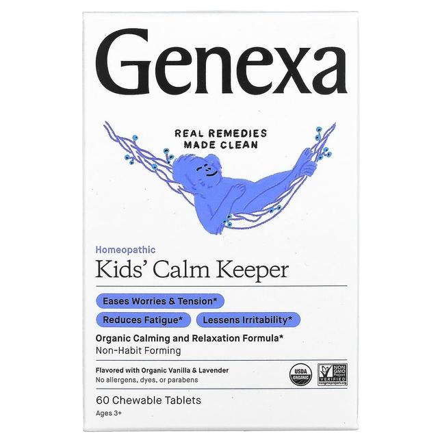 Genexa LLC, Kids ́ Calm Keeper, Calming & Relaxation, Ages 3+, Vanilla & Lavender, 60 Chewable Tablet on Productcaster.