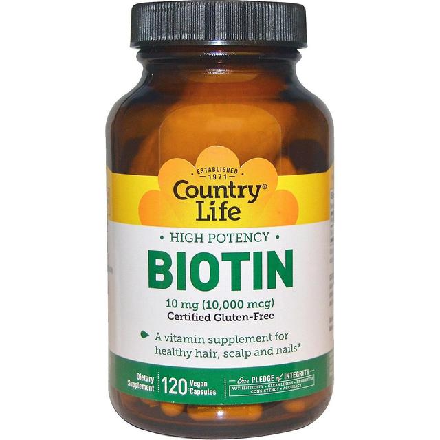 Country Life, High Potency Biotine, 10 mg, 120 Vegan Capsules on Productcaster.