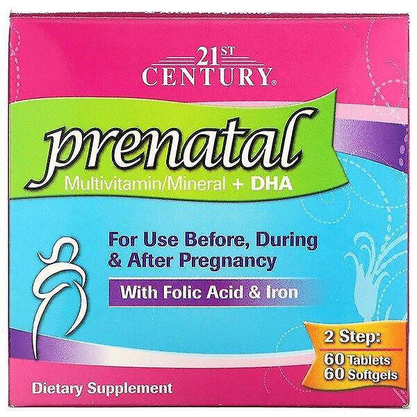 21st Century Século 21, Pré-natal Multivitamínico/Mineral + DHA, 2 Frascos, 60 Comprimidos / 60 Cápsulas Gelatinosas on Productcaster.