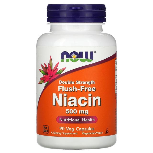 NOW Foods, Flush-Free Niacin, Double Strength, 500 mg, 90 Veg Capsules on Productcaster.