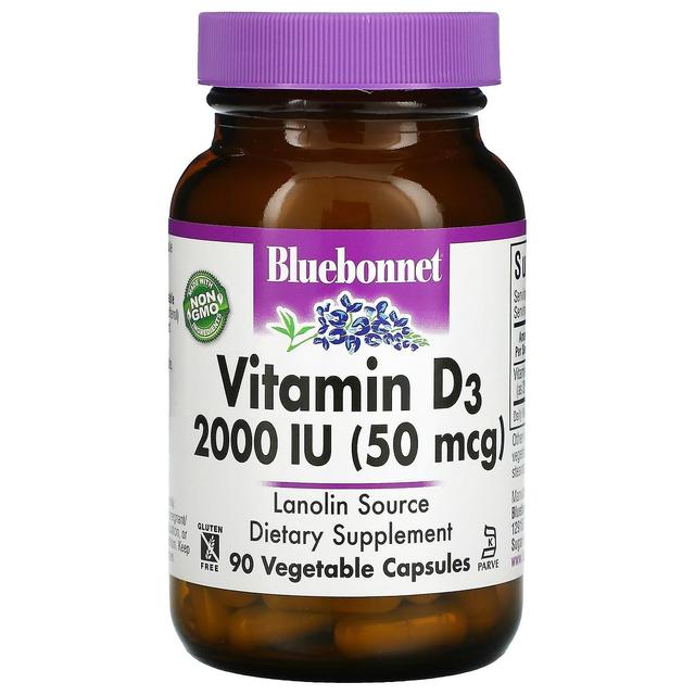 Bluebonnet Nutrition, Vitamin D3, 50 mcg (2,000 IU), 90 Vegetable Capsules on Productcaster.