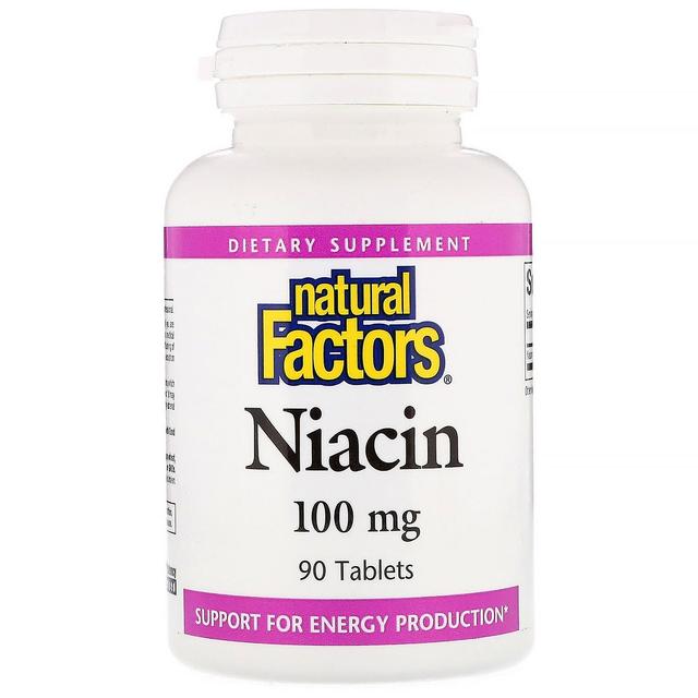 Natural Factors Naturlige faktorer, Niacin, 100 mg, 90 tabletter on Productcaster.