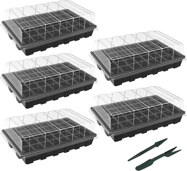 Hgbd-gardzen juego de propagación de jardín de 5 juegos, kits de bandeja de semillas con 200 celdas, bandeja de inicio de semillas con cúpula y bas... on Productcaster.