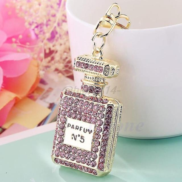 Szmtcv Lovely Perfume Fragrance Bottle Charm Pendent Rhinestone Purse Bag Keychain Gifts Pink on Productcaster.