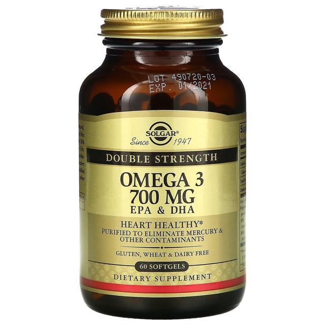 Solgar, Omega-3, EPA & DHA, Doppelstärke, 700 mg, 60 Softgels on Productcaster.