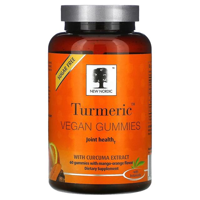 New Nordic US Inc, Gurkemeje Veganske Gummies med Curcuma Extract, Mango-Orange, 60 Gummies on Productcaster.