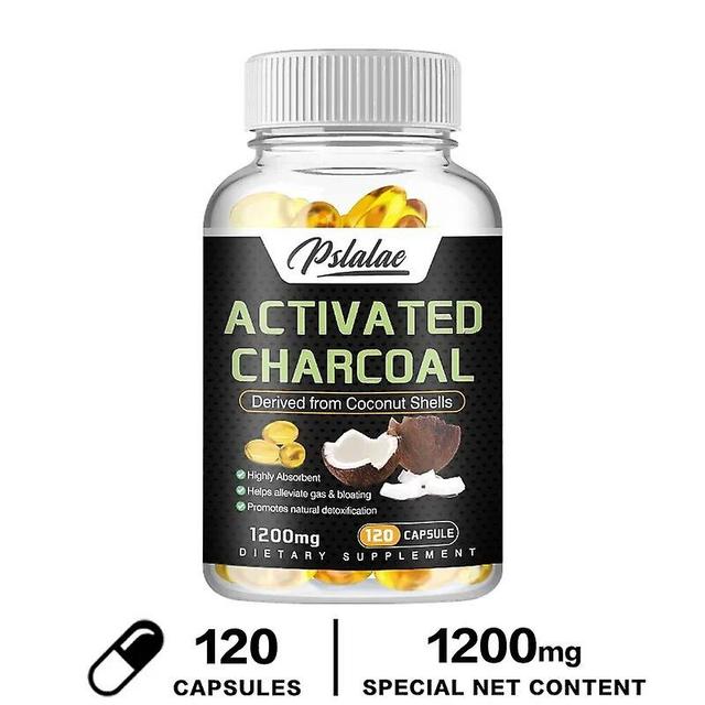 Visgaler Activated Charcoal Capsules 1,200 Mg - Contains Coconut Shell For High Absorbability To Help Relieve Gas And Bloating 120 Capsules on Productcaster.