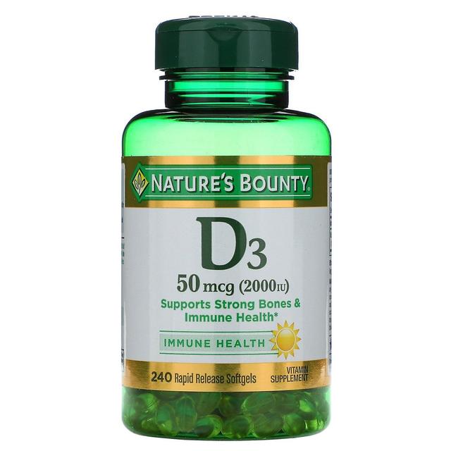 Natures Bounty Nature's Bounty, D3, Immune Health, 50 mcg (2,000 IU), 240 Rapid Release Softgel on Productcaster.