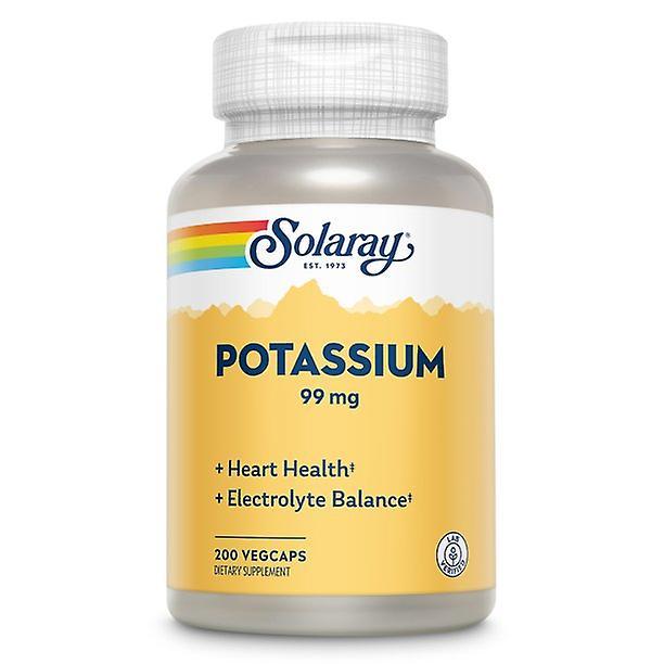 Solaray potassium 99 mg, fluid & electrolyte balance formula, cardiovascular, nerve & muscle health support, 200 vegcaps on Productcaster.