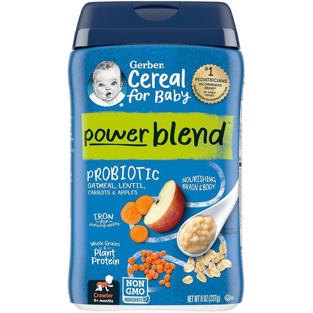 Gerber, Cereali per bambino, Powerblend, 8+ mesi, Farina d'avena probiotica, lenticchie, carote e mele, 8 once (2 on Productcaster.