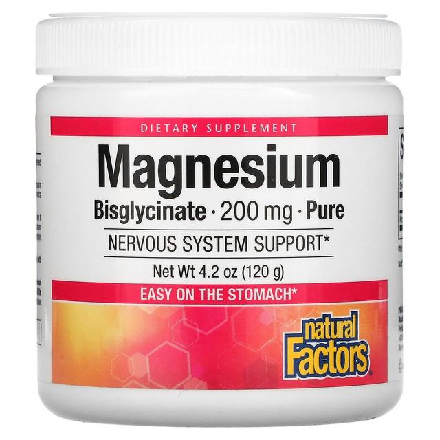 Natural Factors, Magnesium Bisglycinate, Pure, 200 mg, 4.2 oz (120 g) on Productcaster.