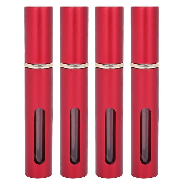 Refillable Perfume Bottle Set Set of 4 Refillable Red Glass Press Perfume Bottles, 10ml Capacity on Productcaster.