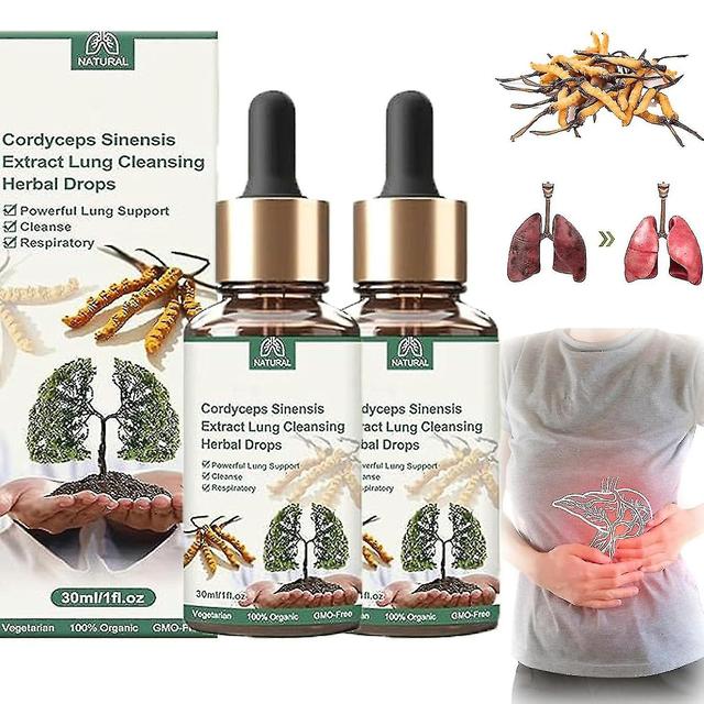 Cordyceps Sinensis Extract, Lung Clearing Drops, Clean Breathe, Natural Lung Cleanse, Promotes Self-cleaning Of The Lungs BFQ 2pcs on Productcaster.