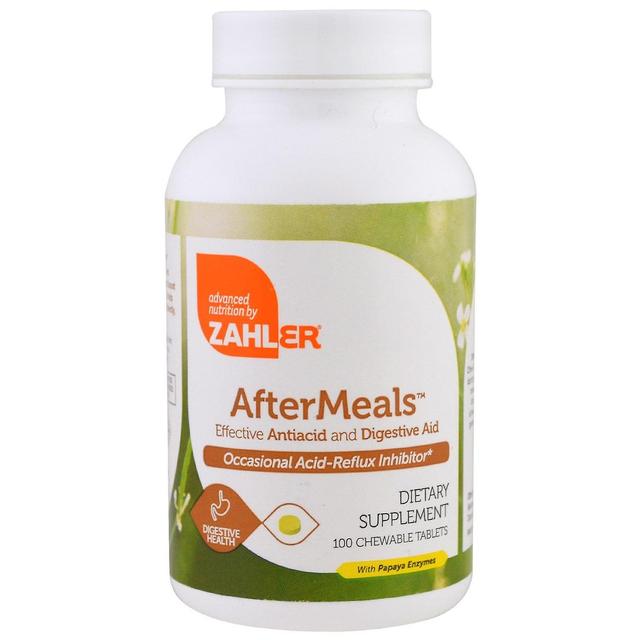 Zahler, AfterMeals, Antiácido Eficaz e Ajuda Digestiva, 100 Comprimidos Mastigáveis on Productcaster.