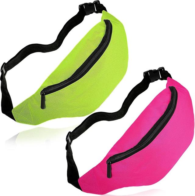 Aliceset 2 Pieces Neon Fanny Pack 80s Adjustable Waist Bags Lightweight Belt Bags Waterproof Traveli on Productcaster.