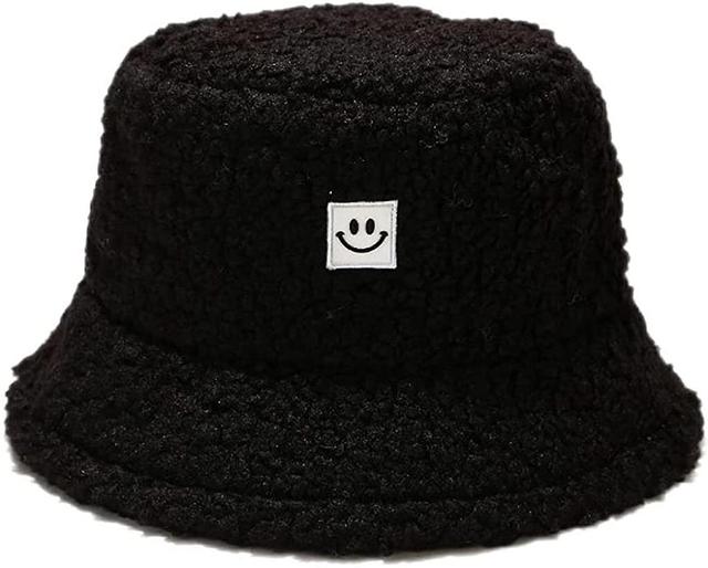 Xiersen Chapeau de pcheur unisex, unnfangelse de smiley femme unisex, chaud peluche l'hiver bøyelig simplicit bouchon de seau Noir on Productcaster.