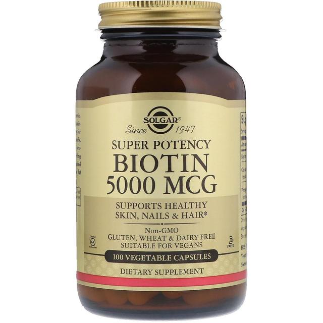 Solgar, Biotin, 5,000 mcg, 100 Vegetable Capsules on Productcaster.