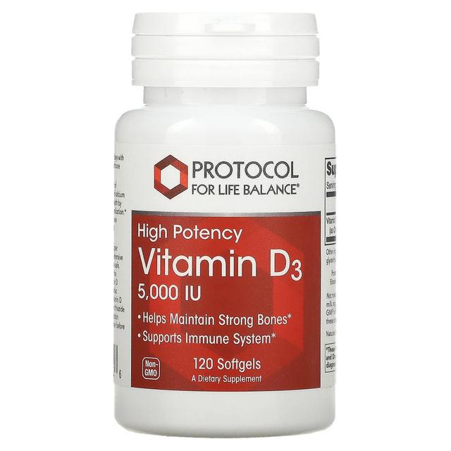 Protocol for Life Balance, Vitamin D3, High Potency, 5,000 IU, 120 Softgels on Productcaster.